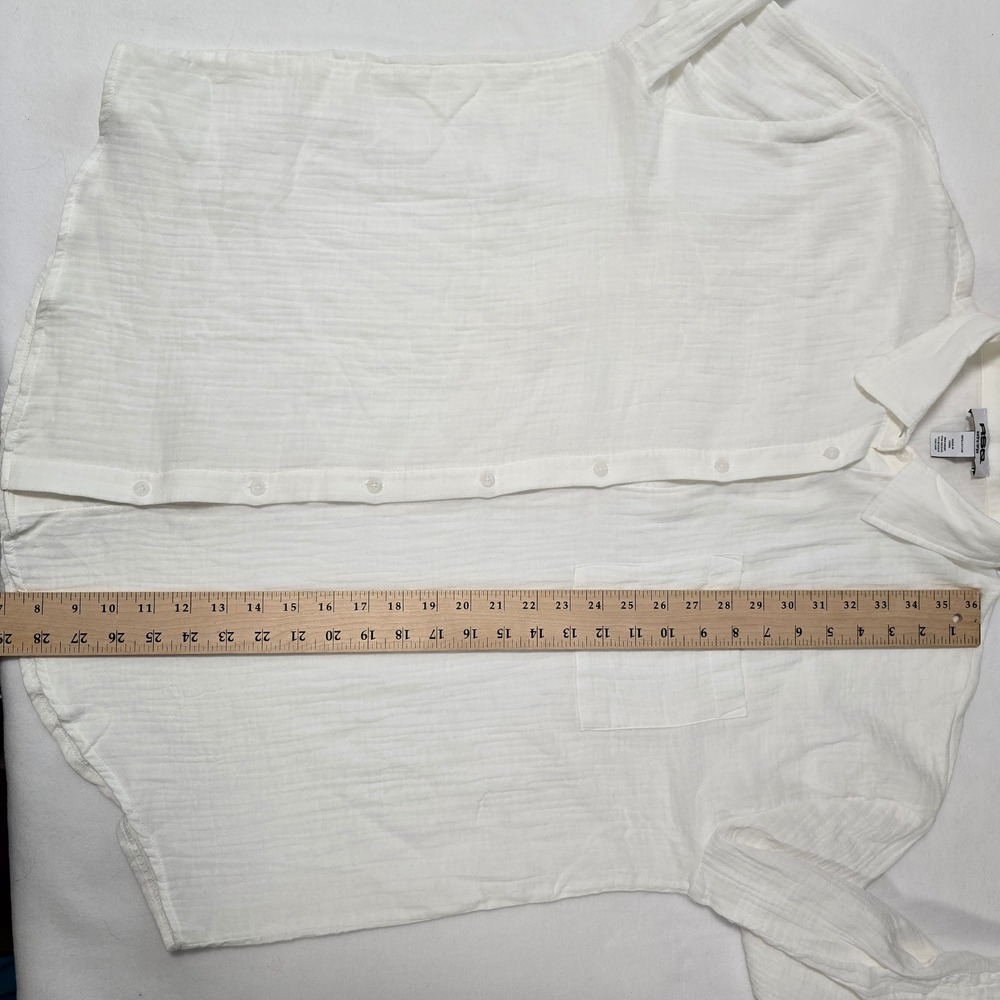 RSQ White 100% Cotton Button Down Shirt XL Pocket Top Beach Cover Up Resortwear - Picture 10 of 10